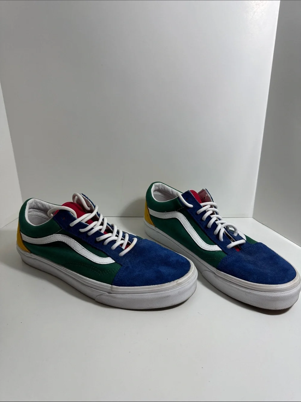 Vans Off The Wall Men's Low-Top Suede & Canvas Sneakers in Blue/Green Size 9